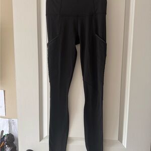 Lulu Lemon Black High-Waist Athletic Leggings with Side Pockets & Back Zipper